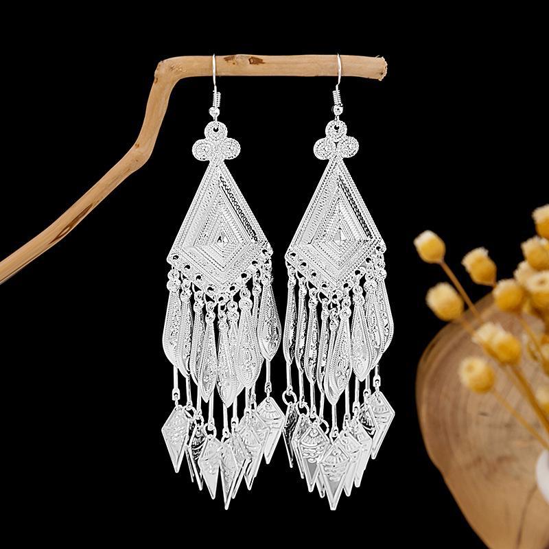 1 Pair Ethnic Style Tassel Plating Alloy Drop Earrings display picture 3