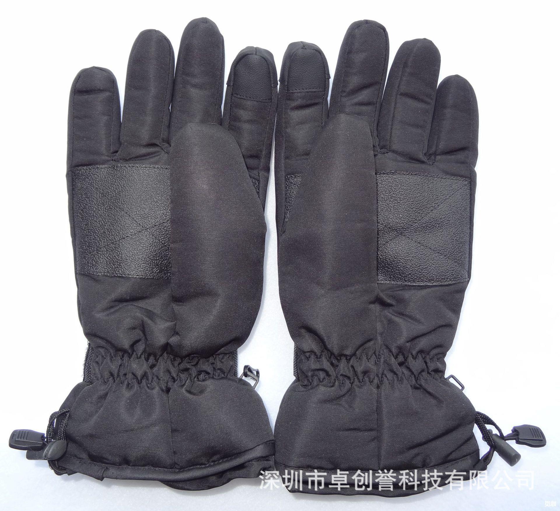 工厂现货供应三档方形开关充电电池加热手套,电池盒电热滑雪手套.