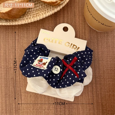 Saç üçün rezinlər: Style Pattern Fabric Scrunchie Versatile - 11-dark-blue-polka-dot-puppy-washed-hair-tie