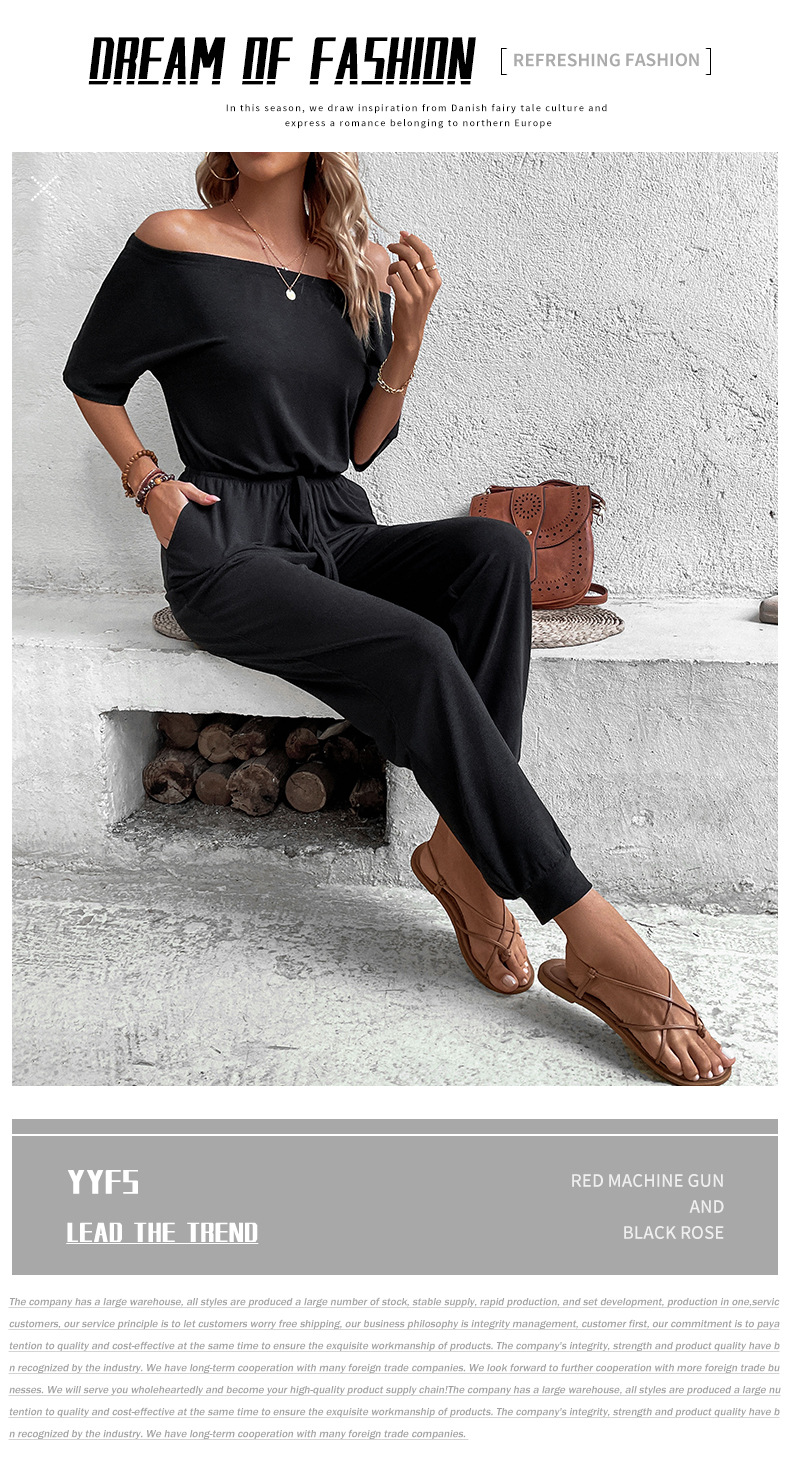 Tuta nera con pantaloni a nove punte con spalle scoperte e una linea_voghion.com