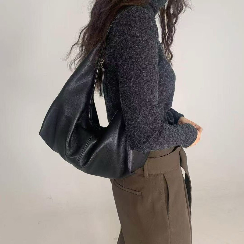 2025新款秋冬流行复古韩式简约女包通勤休闲腋下包软面单肩hobo包|undefined