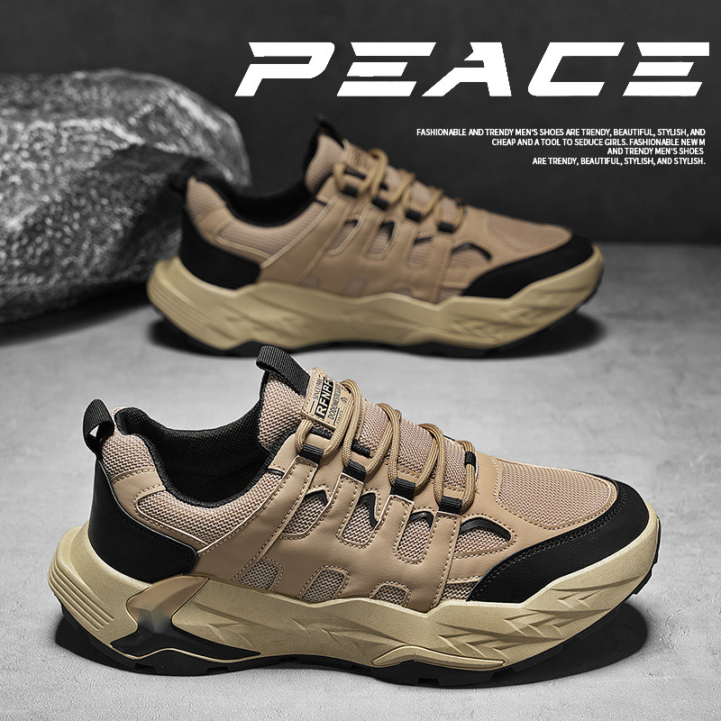 2024 otoño nuevo retro al aire libre versátil zapatos deportivos casuales zapatos de malla para hombres aumentan la altura de los zapatos de papá