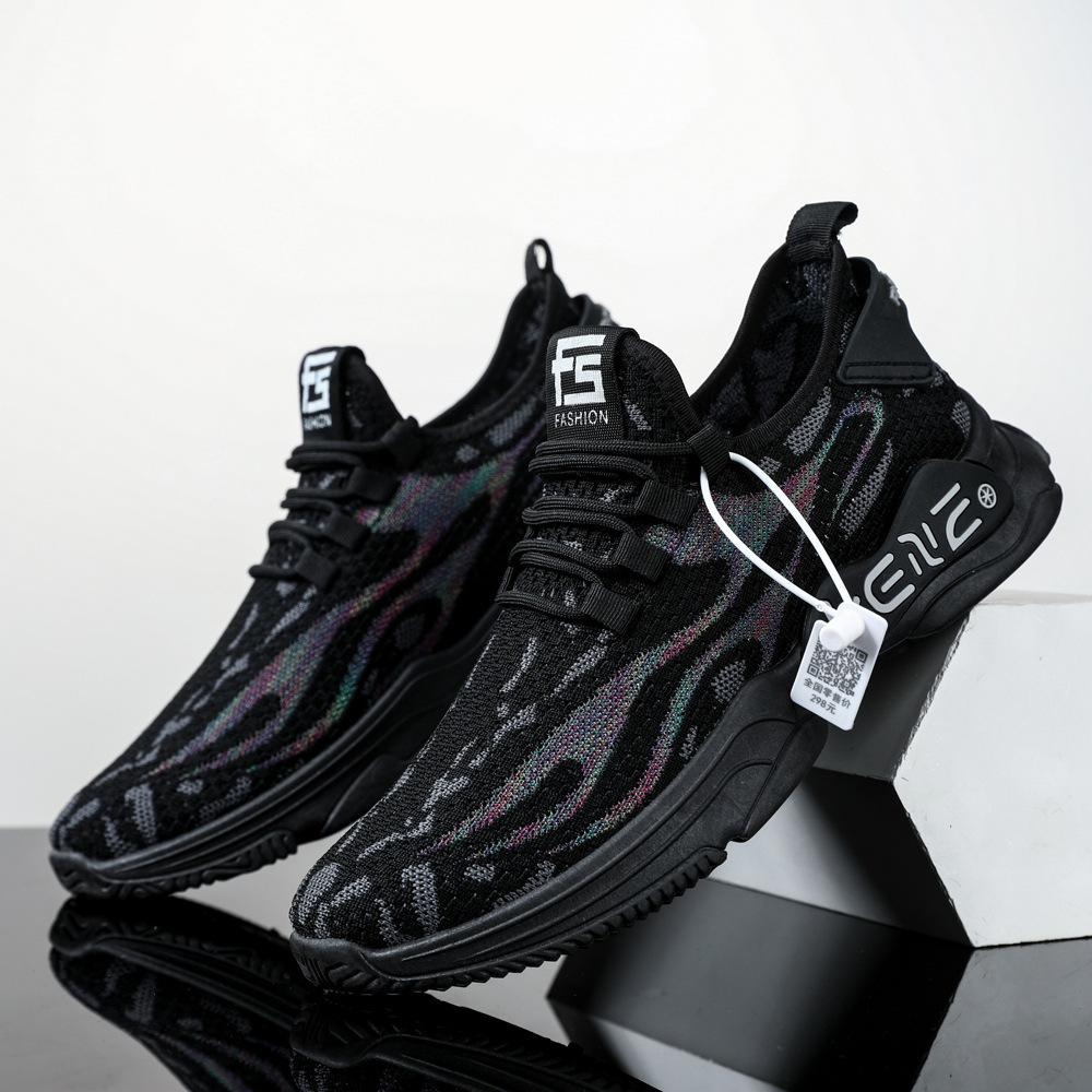 2021时尚飞织款男士透气休闲鞋夏季男士新潮舒适质感户外运动鞋