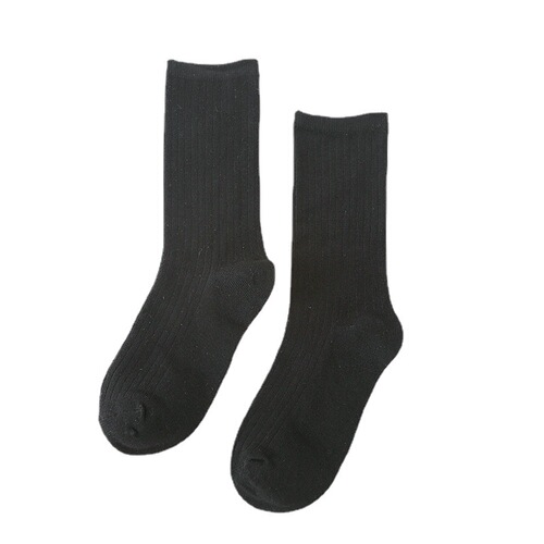 Autumn and winter women's solid color cotton socks Japanese retro pile socks full vertical pattern mid-length trendy socks wholesale