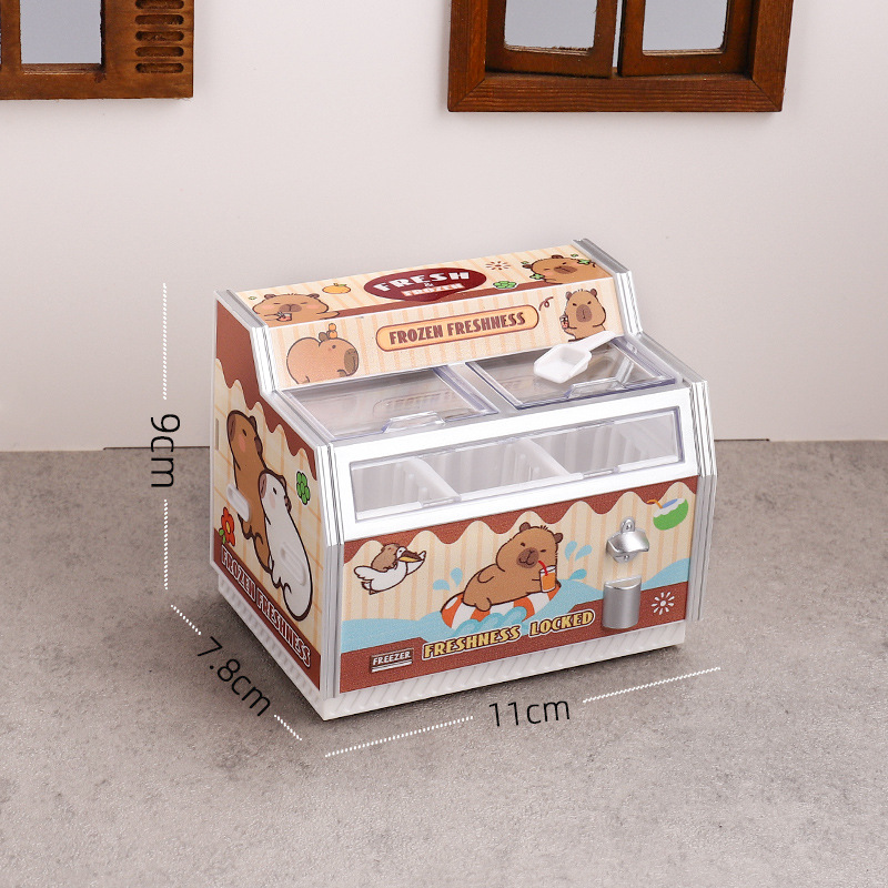 マグネット冷蔵庫は横型の冷凍庫を貼っています。