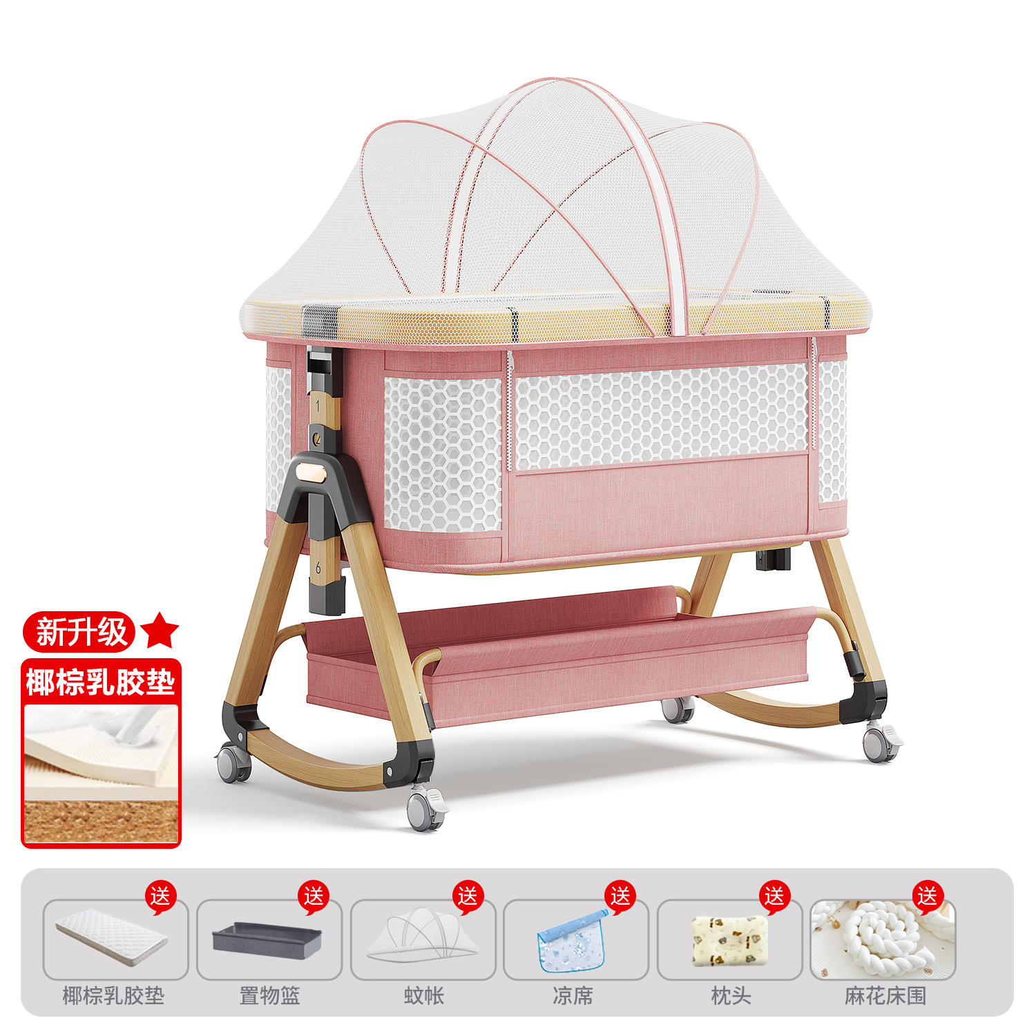 Cama de bebé móvil portátil cuna cama plegable multifuncional BB cama para recién nacidos empalme cama grande