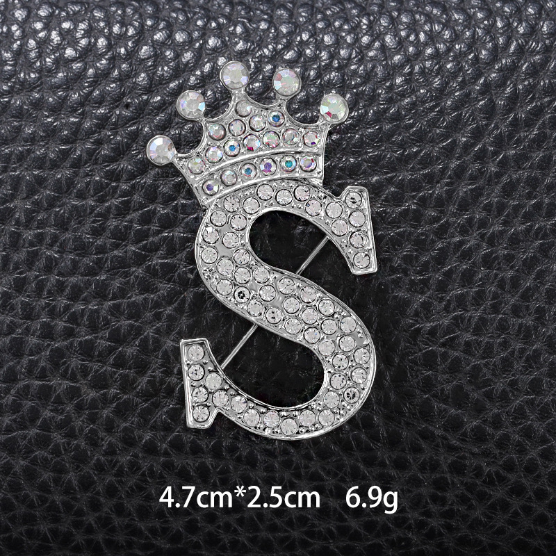 Simple Style Letter Crown Zinc Alloy Inlay Rhinestones Unisex Brooches display picture 18