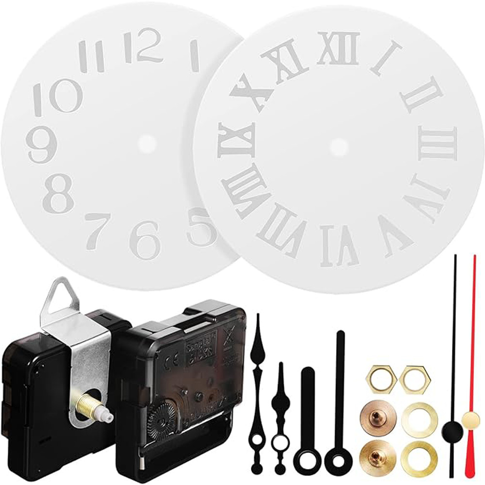 跨境热销白色塑料表盘扫秒挂钟机芯无框画硅胶挂钟机芯小指针现货