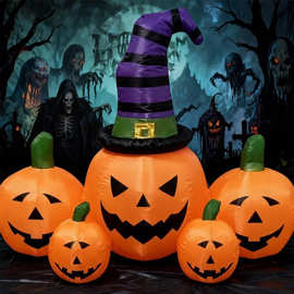 厂家定制万圣节5个南瓜串幽灵恶魔场地布置道具升降拱门充气气模