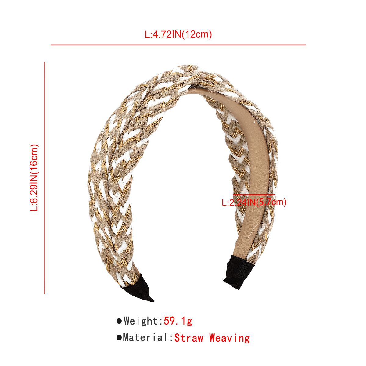 Ethnischer Stil Farbblock Stroh Stricken Knoten Haarband display picture 1