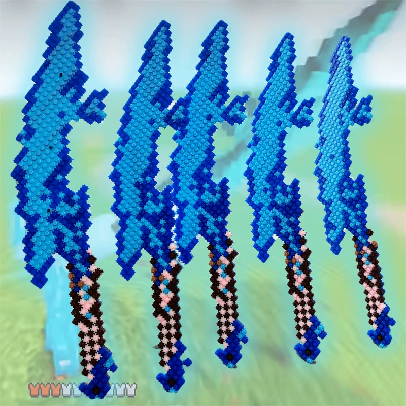 Раздражающие villagers вокруг моей мировой игры Steve Warfare's Blade Weapon Model совместим с Лего