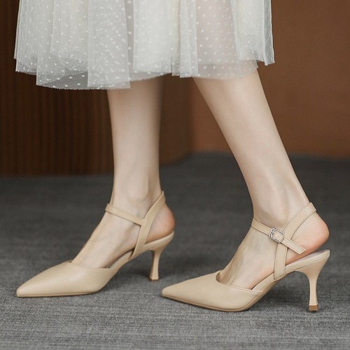 Baotou Summer Korean Style Fashion Pointed Toe Hollow Thin Heel Slip-on High Heel Sandals