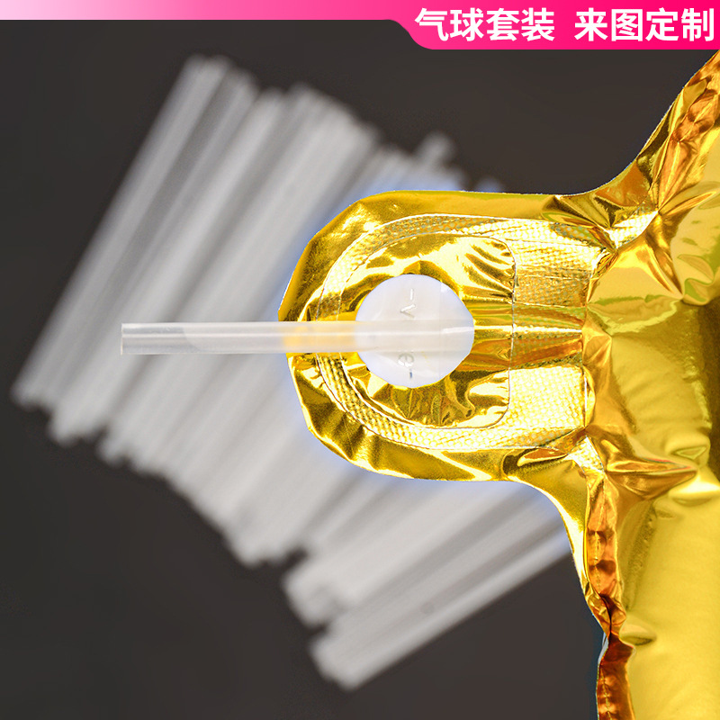 Pajita de globo Tubo de soplado de 8 cm Tubo de plástico brillante Película de aluminio Globo de accesorios inflables transparentes Accesorios de globo al por mayor