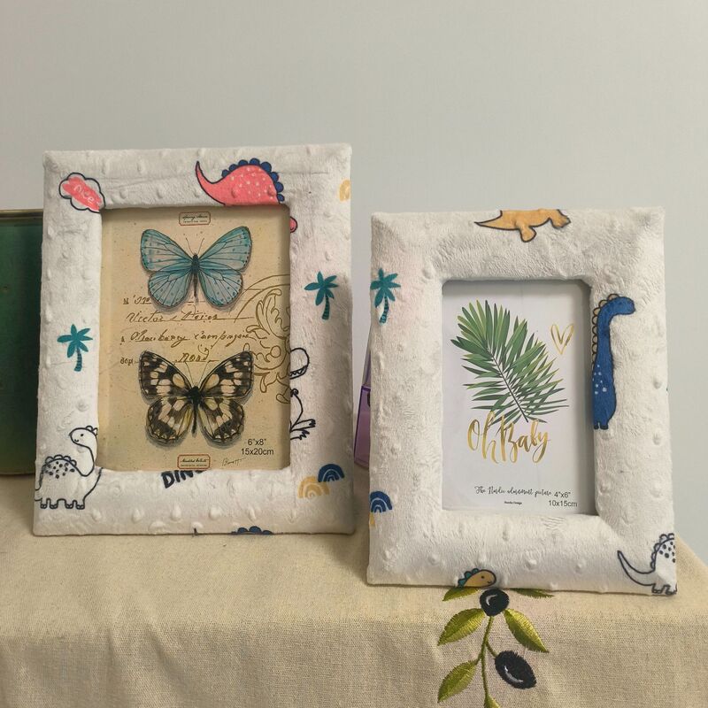 Plush Photo Frame Bubble Wrap Velvet Density Board Hollow Display Stand 6inch Ultra-Soft Jacquard Dinosaur Craft Three-Dimensional Craft