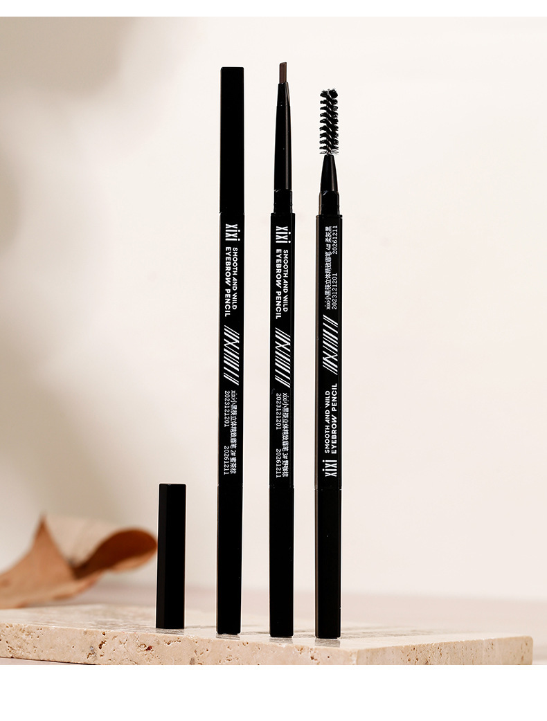 xixi's small black chopsticks feature a three-dimensional and exquisite eyebrow pencil with two ends outlining the shape of the eyebrows. It is waterproof, sweat-proof, and does not smudge naturally, with each eyebrow clearly distinguishable undefined