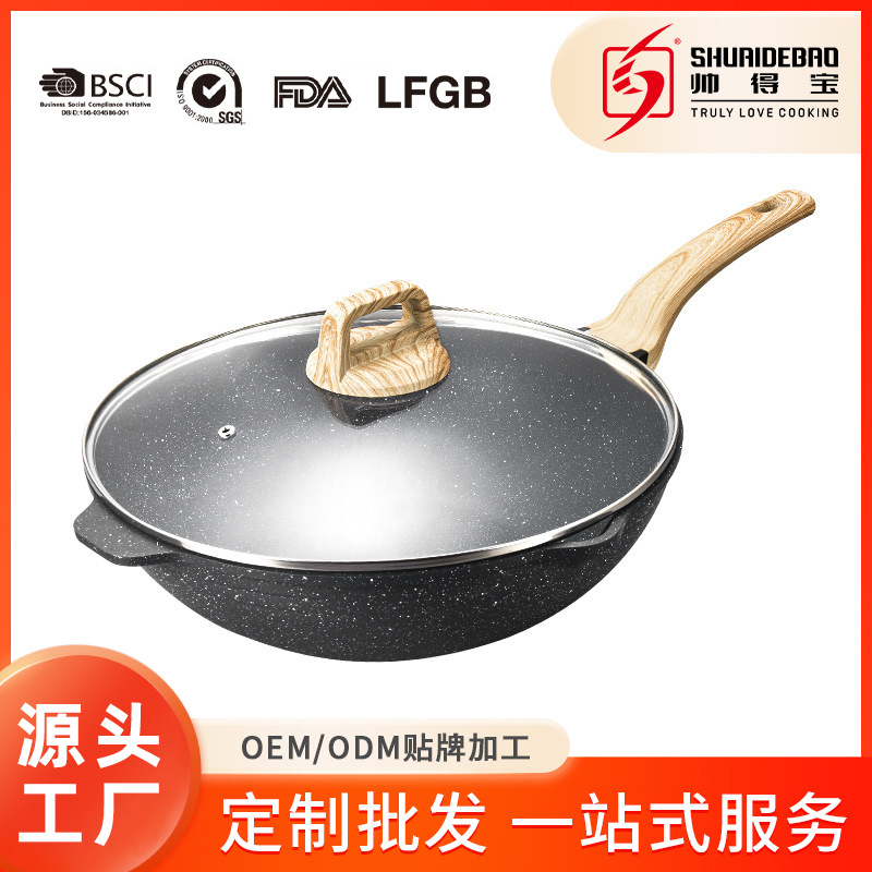 Maifan Stone sartén antiadherente hogar antiadherente sartén Cocina de Inducción universal sartén a rayas sartén profunda