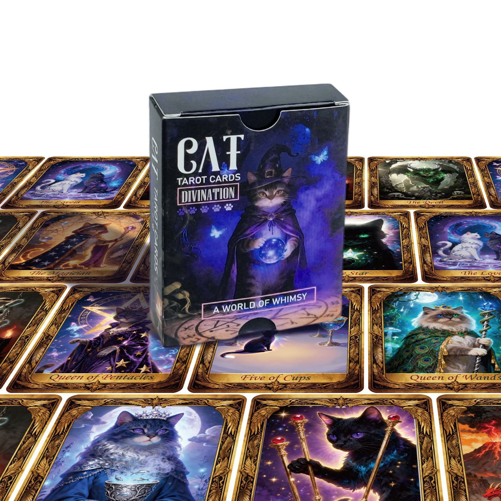 Whimsical Cat Tarot Card Game Mysterious Immersive Board Deck_voghion.com