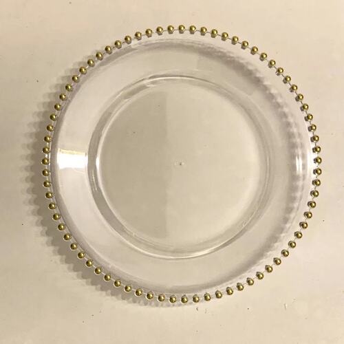 Classic transparent bead edge plate fruit plate wedding banquet plate European home decoration tray pastry snack plate