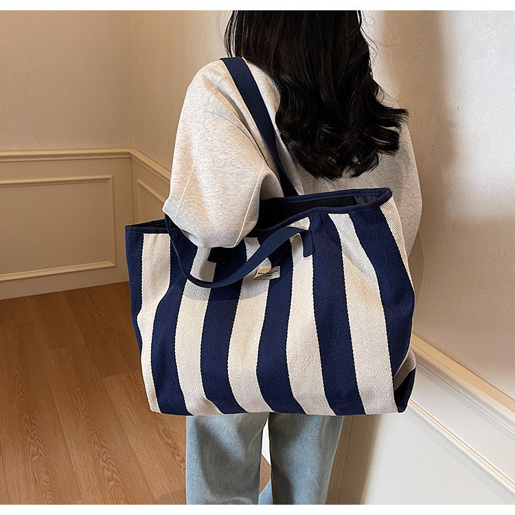 Cross-Border Exclusive Shopping Bags, Wide-Striped Canvas Shoulder Tote Bags, Women's Handbags, Wholesale Custom Canvas Bags with Logo Printing Cross-Border Exclusive Shopping Bags, Wide-Striped Canvas Shoulder Tote Bags, Women's Handbags, Wholesale Custom Canvas Bags with Logo Printing