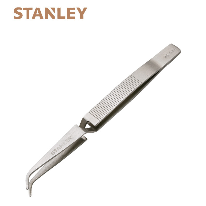 史丹利（Stanley）多功能专业镊子弯头反弹镊子140mm   94-526-23