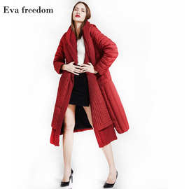 轻奢羽绒服女重工刺绣酒红色冬季设计感系带收腰连帽气质优雅外套