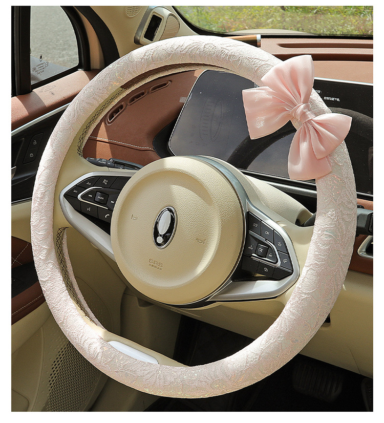 New Car Steering Wheel Cover for All Seasons and Summer, Non-Slip, Universal Fashionable Lace Female Cute Handlebar Cover, Cross-Border Supply