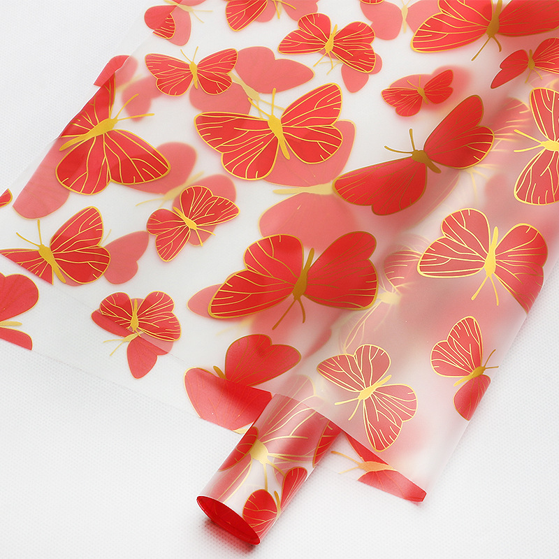 Flor de oro mariposa flor de papel de embalaje ramo diy regalo floral paquete floral flor flor floral floral floral florista papel de vidrio