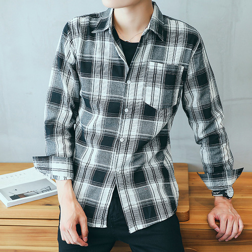 Wholesale men's long-sleeve shirt in Korean style, slim fit, trendy, stylish, suitable for couples, casual, thin, suitable for summer.