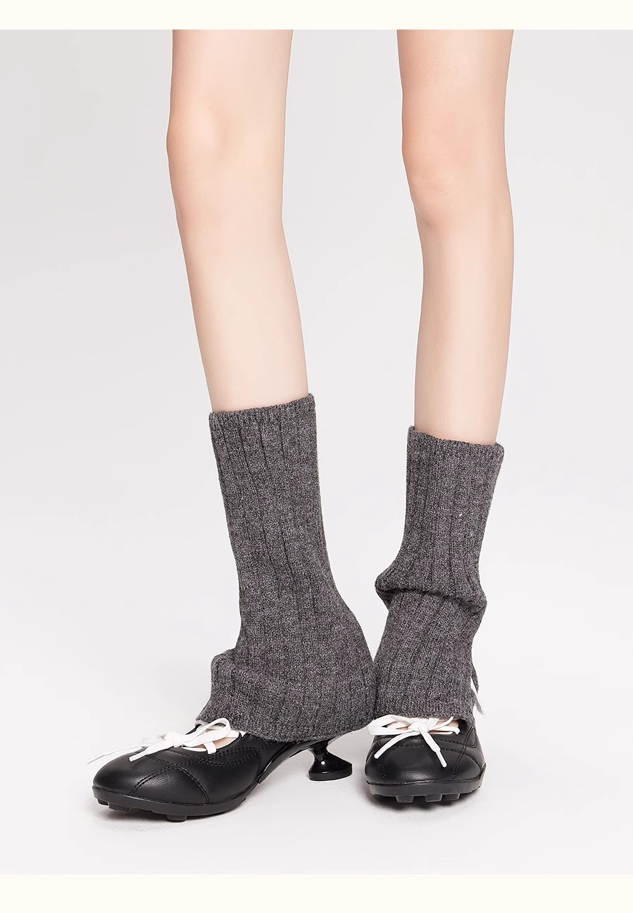 Scaldamuscoli, mucchio di calzini, calzini lavorati a maglia in filato spesso, autunno e inverno, caldi, spessi, maniche al polpaccio, calzini bianchi con spacchi laterali Y2k_voghion.com
