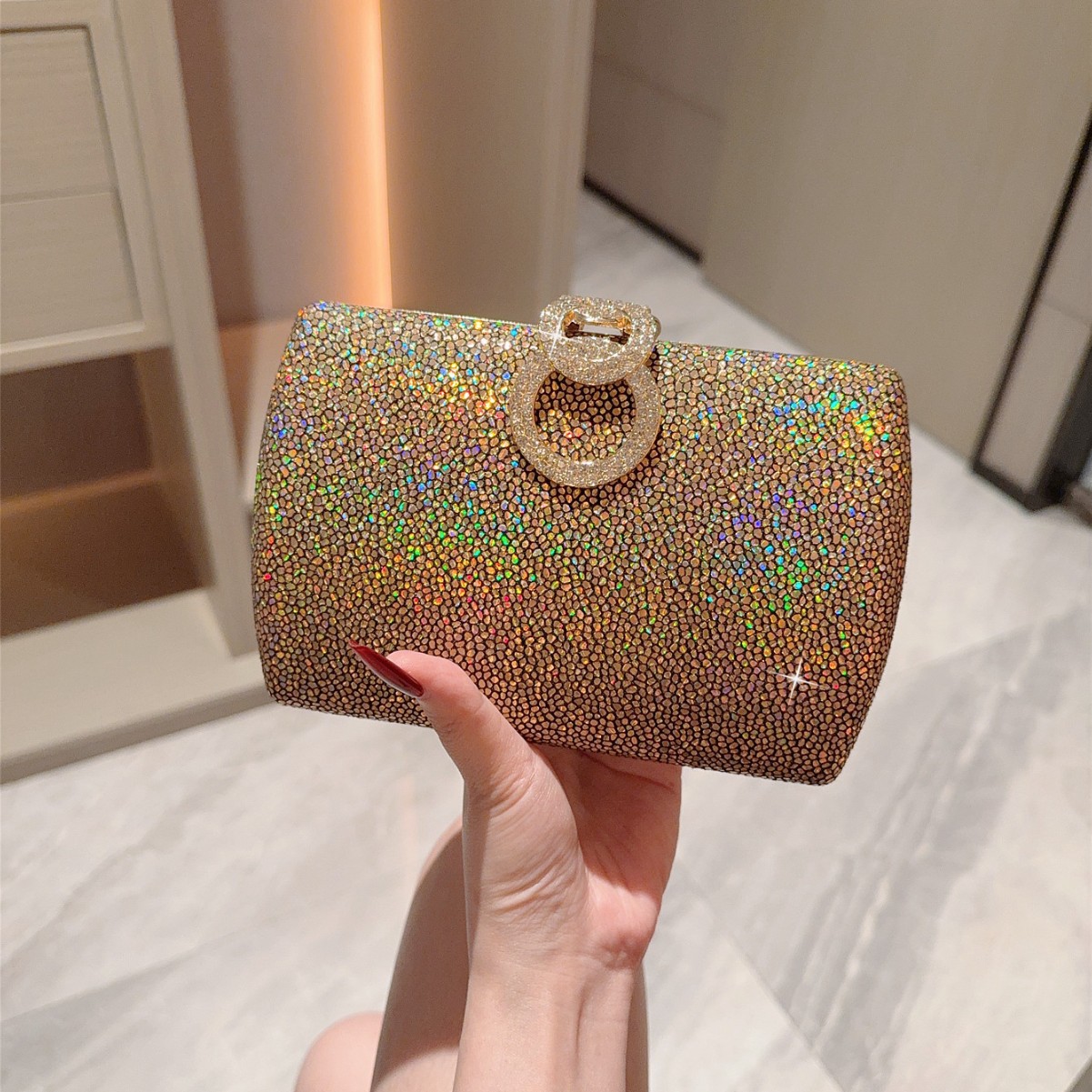 New Cross-Border Rhinestone Evening Bag, Sparkling Diamond Clutch For Women, Fashionable Prom Party Chain Bag