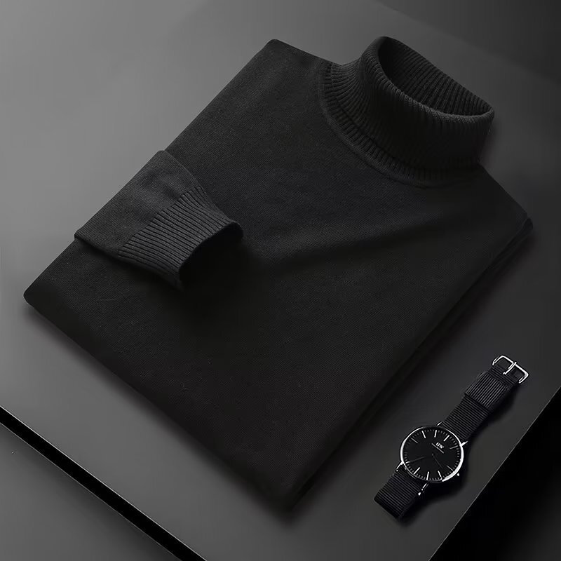 Warm turtleneck sweater for men and women with 2024 Korean style lovers solid color base shirt for teenagers fine needle sweater