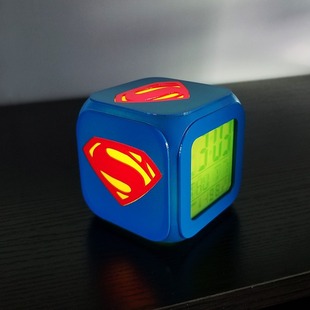 Foreign trade cross-border hot DC superhero Superman creative 3D led small alarm clock LED night light electronic clock