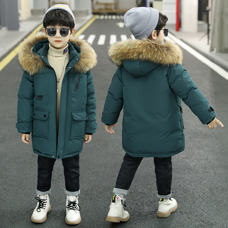 Children's Clothing Cotton-padded Jacket Winter Clothing Boys'Thickened Cotton-padded Jacket Korean Style Mid-length Children's Down Jackety