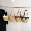 Straw summer shoulder bag for leisure, Korean style, 2023