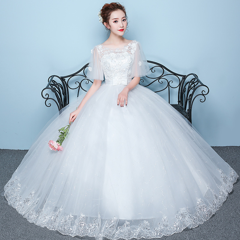 Wholesale Light Wedding Dresses 2026 New Style Korean-Style Off-Shoulder Floor-Length High-Waist Maternity Simple Main Wedding Dress