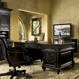 美式乡村复古经典实木书桌书房办公室办公桌电脑桌家用别墅样板房