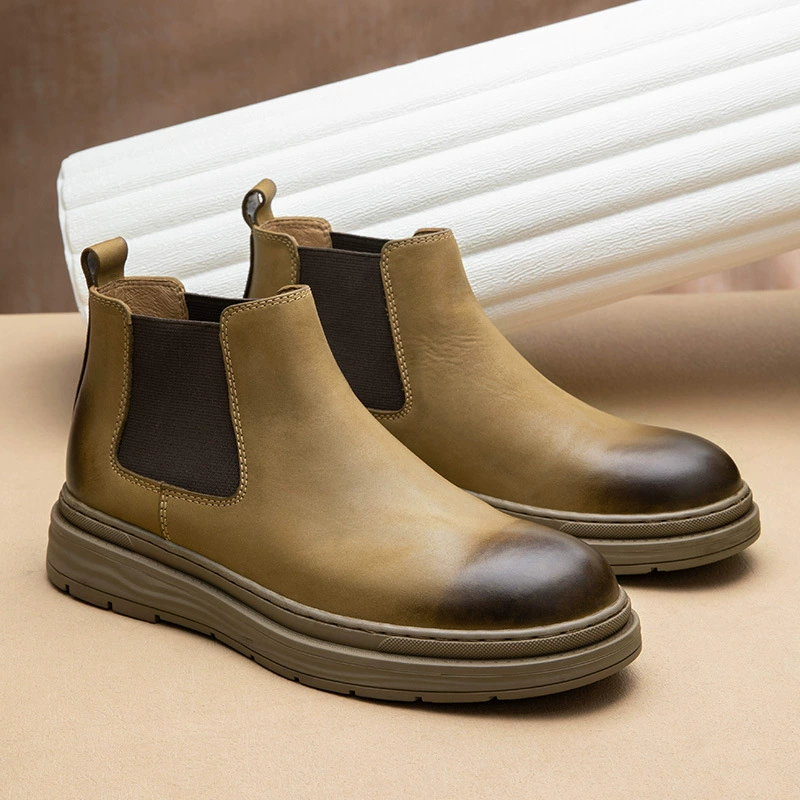 Челси короткие сапоги мужской английский стиль черный толстый сапоги для деловых поездок
