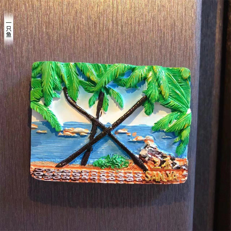 海南三亚立体榴莲菠萝旅游纪念品家具装饰磁铁收藏冰箱贴中|undefined
