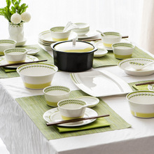 亿嘉中式陶瓷碗碟套装家用现代简约碗盘乔迁餐具礼盒结婚碗筷