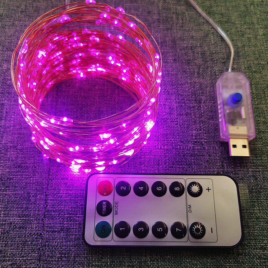 LED luces de cadena al por mayor USB control remoto luces de cadena de alambre de cobre 8 funciones luces decorativas de Navidad luces de colores