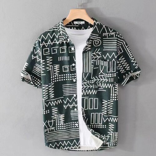 High-quality cool silk cotton Hong Kong style summer shirt, trendy brand boys' 13-16 years old floral shirt, thin jacket for outdoor wear