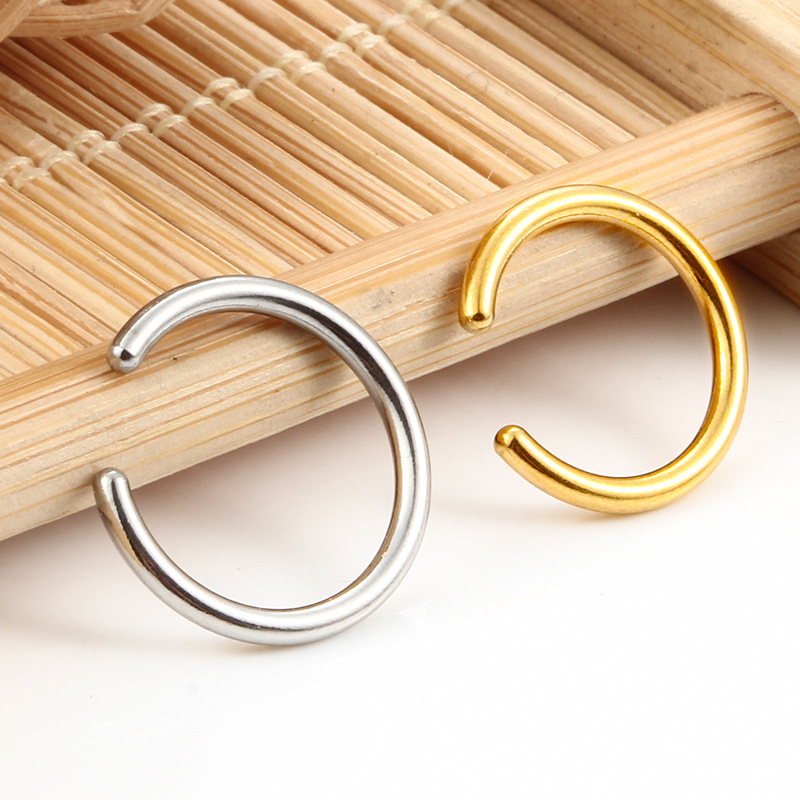 跨境时尚精抛不锈钢C形耳扣简约潮流男女耳饰钛钢饰品配件diy