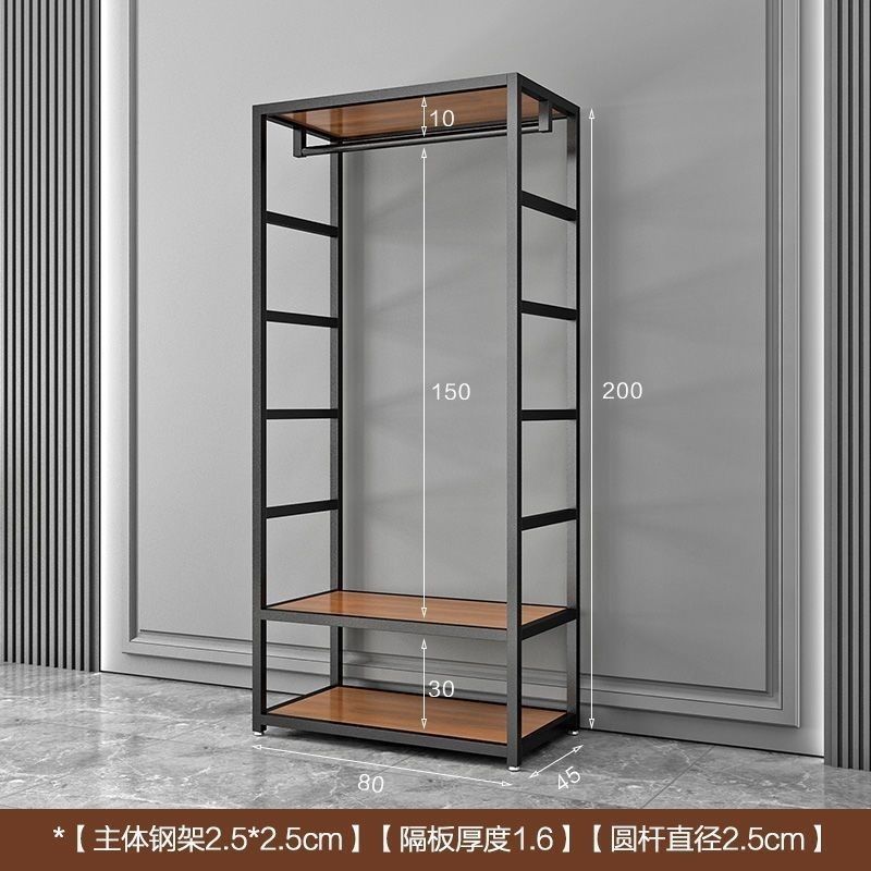 衣帽架钢结构衣柜家用卧室加厚双层加粗衣帽架两层金属简约现代|undefined