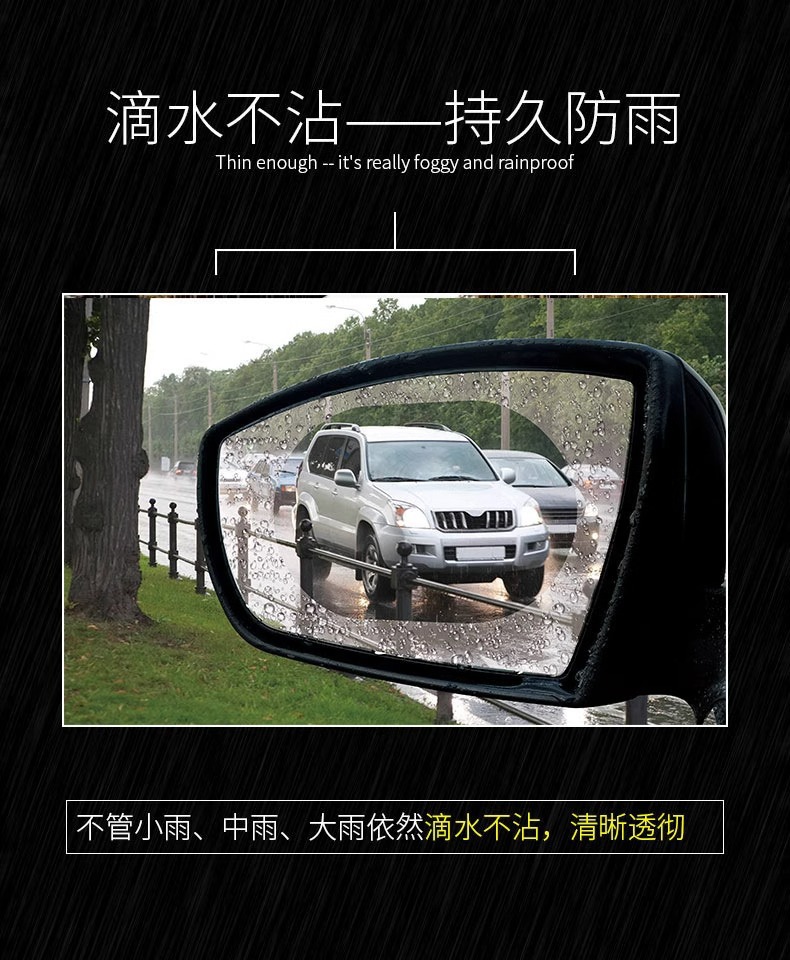 Rearview Mirror Rain-Proof Film for Cars, Reflective Reversing Mirror Rain-Proof Gadget, Anti-Fog Waterproof Glass Film for Rainy Days
