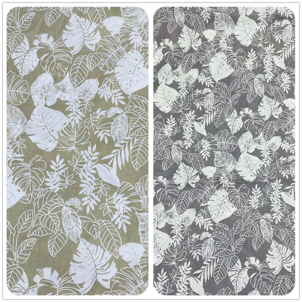 夏季薄款印花布 80支精梳棉印树叶 植物印花衬衣连衣裙服装面料