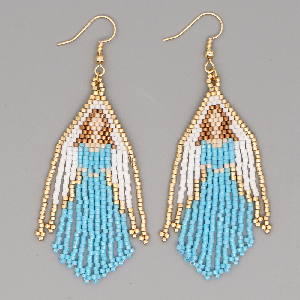 Retro Woven Virgin Mary Long Tassel Earrings display picture 4