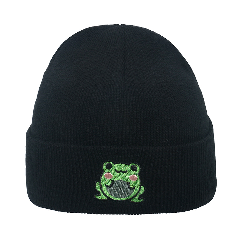 Daily Occasion Acrylic Material Unisex Fashion Frog Embroidery Crimping Wool Cap