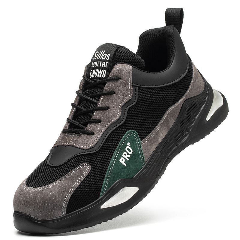Zapatos de protección laboral transpirables, antiolores, anti-batidas, anti-perforación, zapatos de trabajo ligeros y cómodos, cordones de zapatos de acero resistentes al desgaste