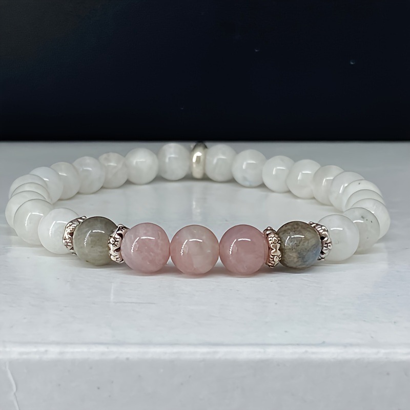 Temu TK Hot Natural Stone Bracelet Explosions Bracelet Natural Pink Crystal Bracelet