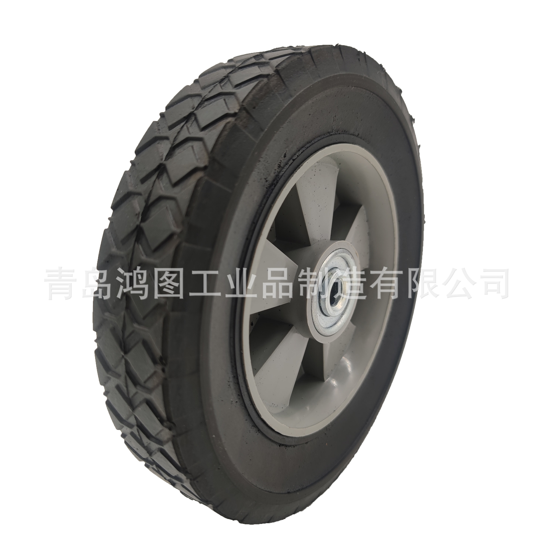 【厂家直供】8寸8*1.75橡胶胶粉实心轮轴承款工具车空压机用轮子